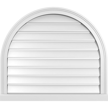 Ekena Millwork Round Top Surface Mount PVC Gable Vent: Functional, w/ 2"W x 2"P Brickmould Sill Frame, 32"W x 28"H GVPRT32X2803SF